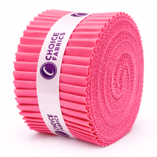Choice Fabrics Supreme Solids Jelly Roll - Bubble Gum - 40 Strips
