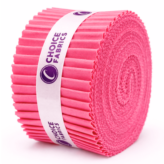 Choice Fabrics Supreme Solids Jelly Roll - Bubble Gum - 40 Strips