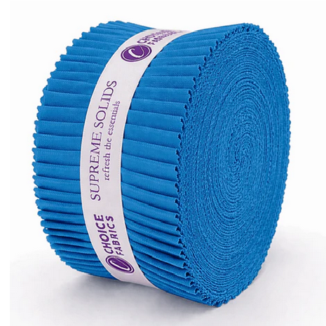 Choice Fabrics Supreme Solids Jelly Roll - Blue Jewel - 40 Strips
