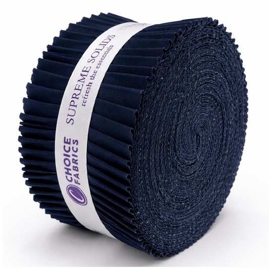 Choice Fabrics Supreme Solids Jelly Roll - Navy - 40 Strips