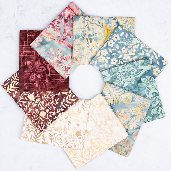 Riley Blake Old China Floral Grid Expressions Batiks - 40 Strip Rolie Polie