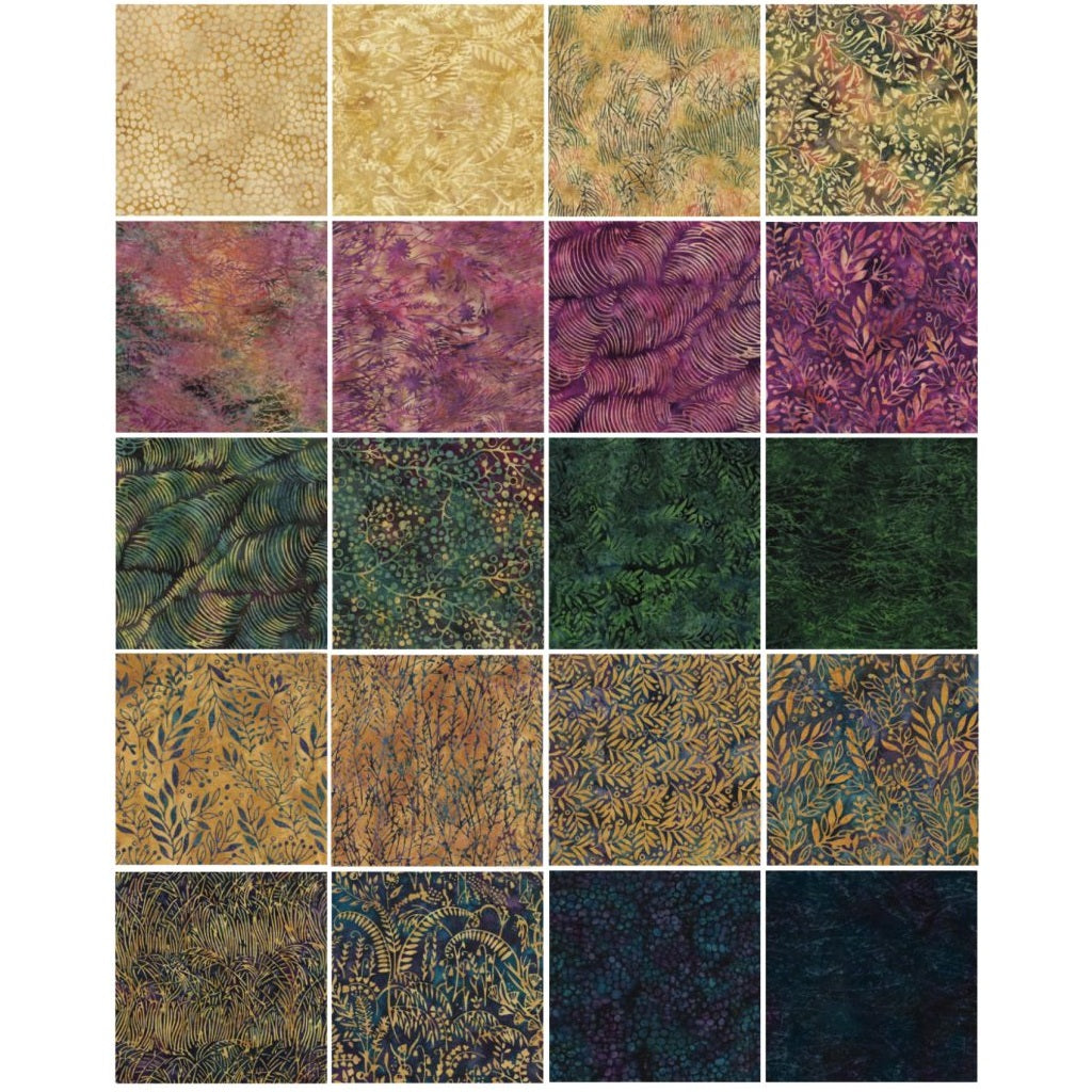 Island Batik - Flowing Meadow - 20 Fabrics, 40 Total Strips
