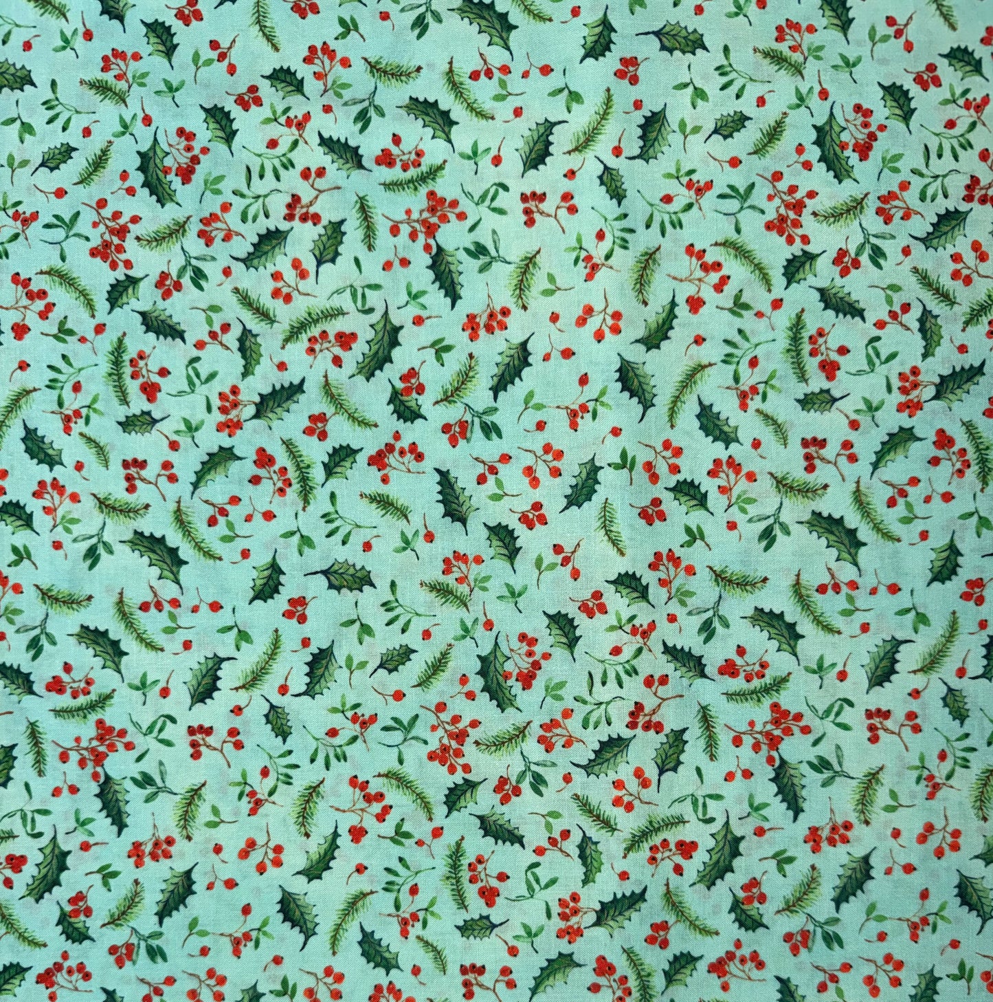 (5 yd) Robert Kaufman Yuletide Bouquet AVMD-21786-32 Mint Holly