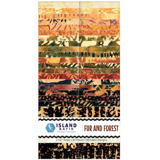 Island Batik - Fur and Forest - 20 Fabrics, 40 Total Strips
