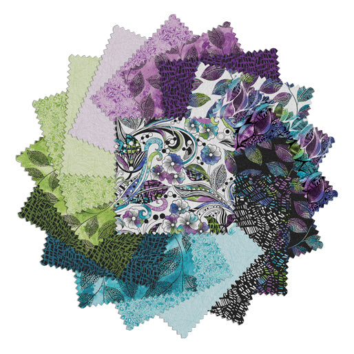 Charm Pack 5x5 Squares - Benartex Go With The Flow - 40 5" Squares