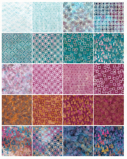 Island Batik - Geometrica - 20 Fabrics, 40 Total Strips