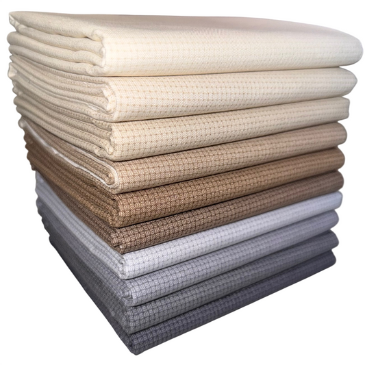 Andover "Cross Stitch Texture II" (Neutrals)  Half-yard Bundle - 10 Fabrics, 5 Total Yards