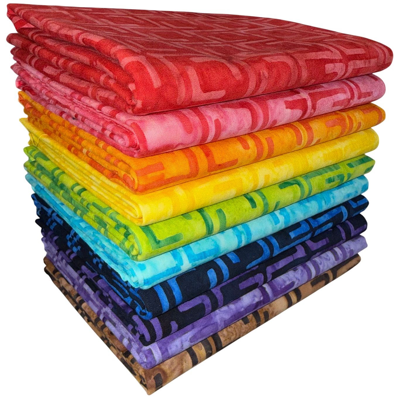 Anthology Batiks "Squared" Half-yard Bundle - 10 Fabrics, 5 Total Yards