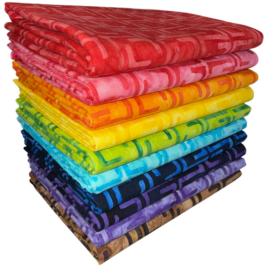 Anthology Batiks "Squared" Half-yard Bundle - 10 Fabrics, 5 Total Yards