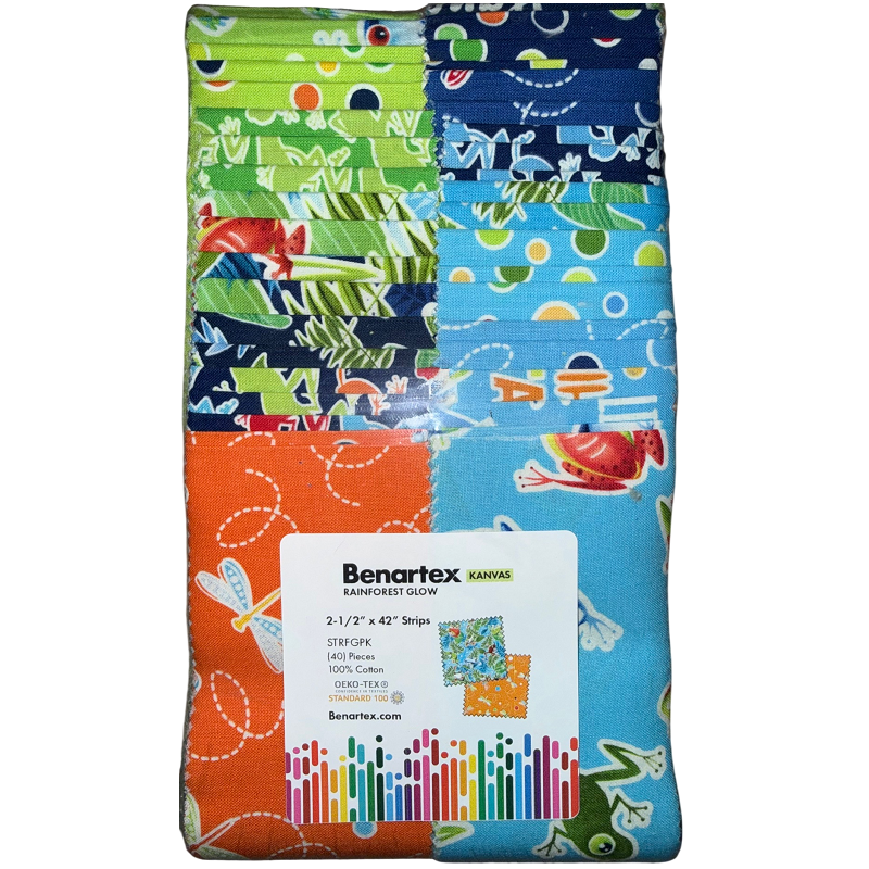 Benartex Rainforest Glow Strip-pies - 40 2.5" Strips