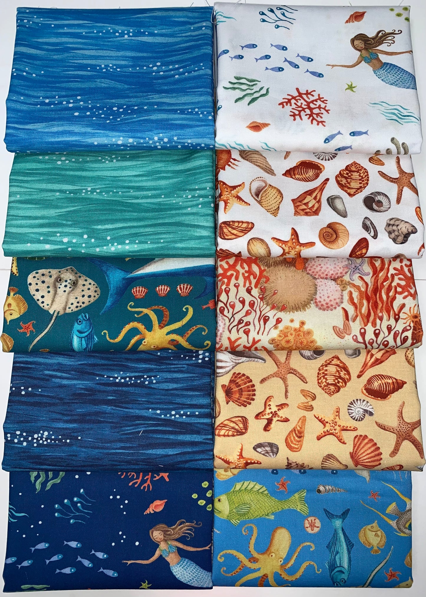 Robert Kaufman "Once Upon A Mermaid" Half-Yard Bundle - 10 Fabrics, 5 Total Yards