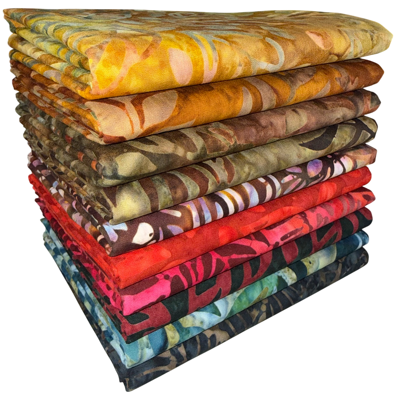 Riley Blake Expressions Batiks "Floral Reflections" Half-yard Bundle - 10 Fabrics, 5 Total Yards