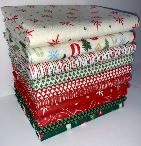 Andover/Makower UK "O Christmas Tree" Half-yard Bundle - 10 Fabrics, 5 Total Yards