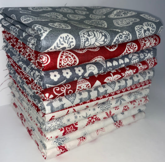 Andover/Makower UK "Scandi Christmas 2023" Half-yard Bundle - 10 Fabrics, 5 Total Yards