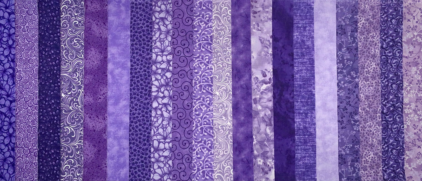 Penelope's Purples 2.5" Roll - 20 Fabrics, 20 Total Strips