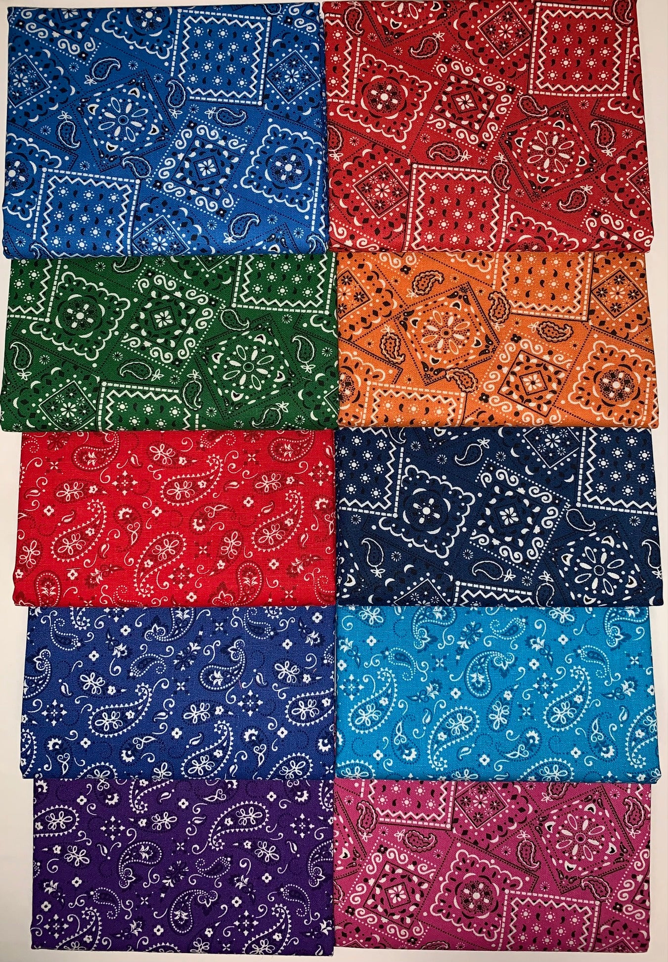 Bandana Paisley Half-yard Bundle - 10 Fabrics, 5 Total Yards