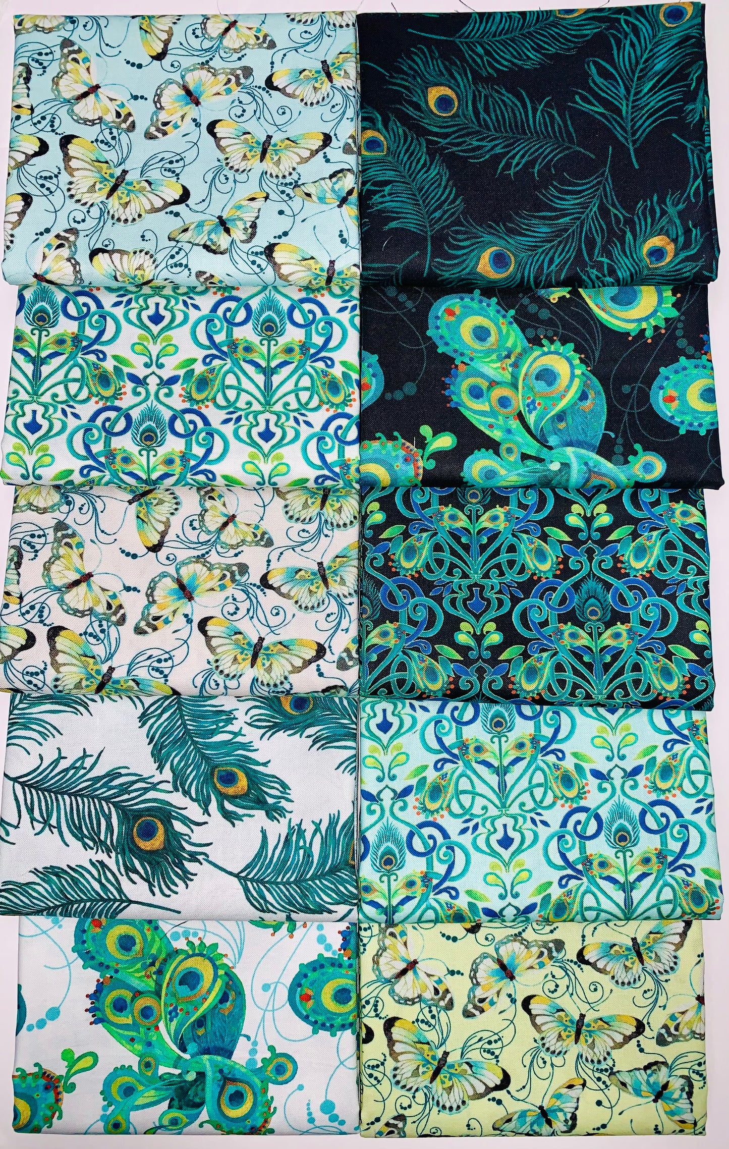 Benartex "Peacock Symphony" (Peacock) Half-Yard Bundle - 10 Fabrics, 5 Total Yards