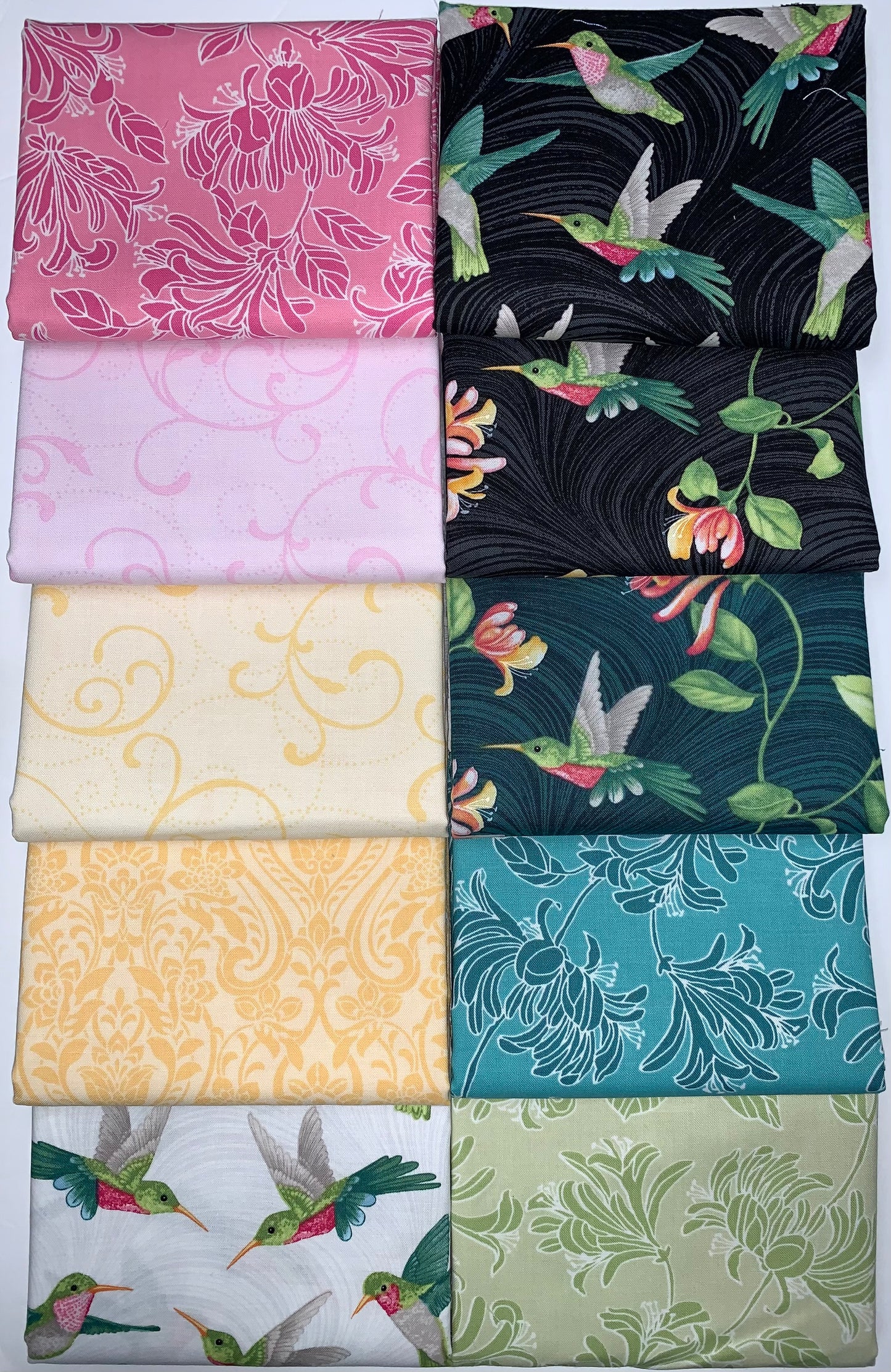 Benartex "Hummingbirds & Honeysuckle" Half-Yard Bundle - 10 Fabrics, 5 Total Yards