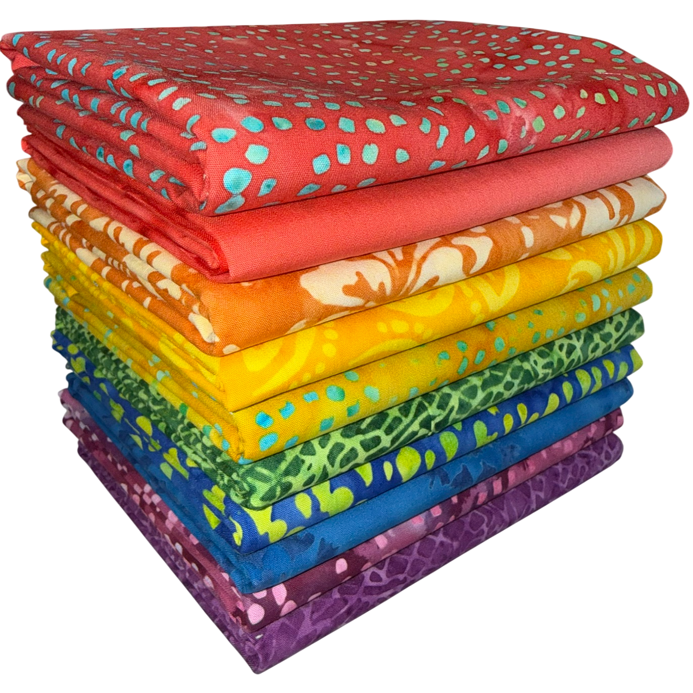 Anthology Batiks "Rainbow" Half-yard Bundle - 10 Fabrics, 5 Total Yards