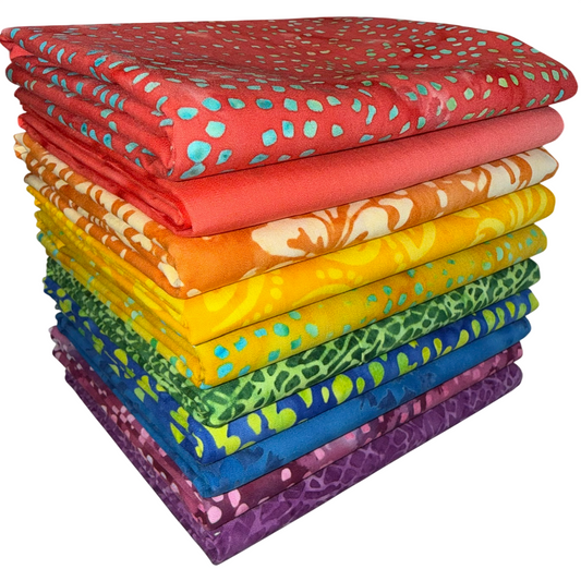 Anthology Batiks "Rainbow" Half-yard Bundle - 10 Fabrics, 5 Total Yards