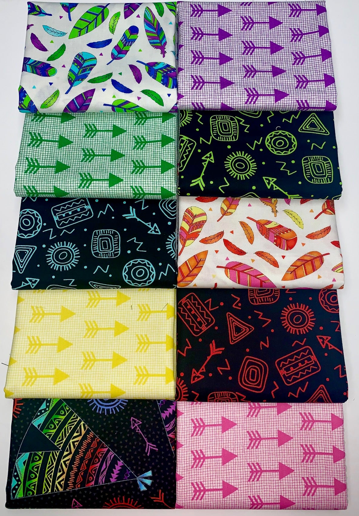 RJR Fabrics "Pow Wow Wow" (Teepees, Arrows, Feathers) Half-Yard Bundle - 10 Fabrics, 5 Total Yards