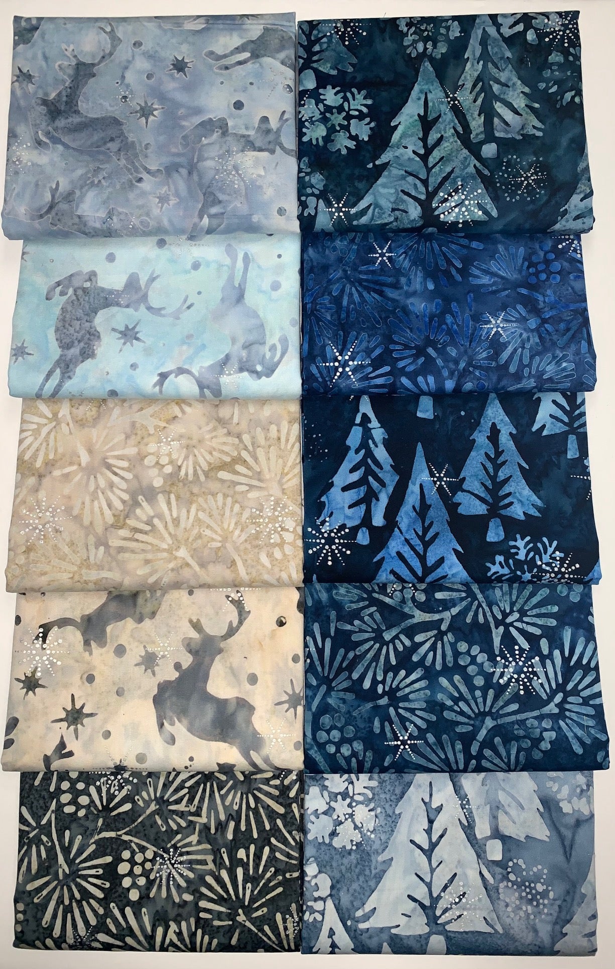 Robert Kaufman Artisan Batik "Winter Wonderland" (Evening) Half-yard Bundle - 10 Fabrics, 5 Total Yards