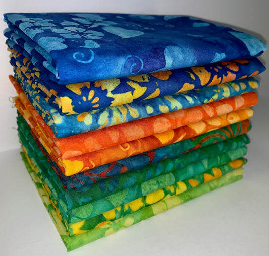Robert Kaufman Artisan Batik "Floral Fantasy" Half-yard Bundle - 10 Fabrics, 5 Total Yards