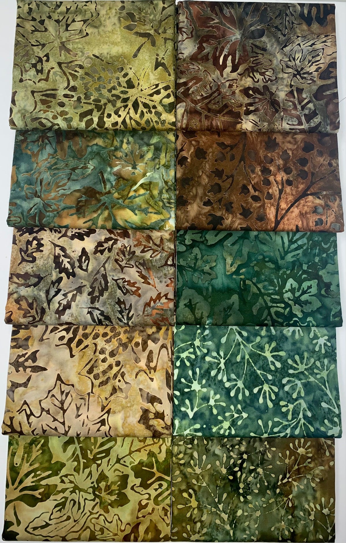 Robert Kaufman Artisan Batik "Auburn" Half-yard Bundle - 10 Fabrics, 5 Total Yards