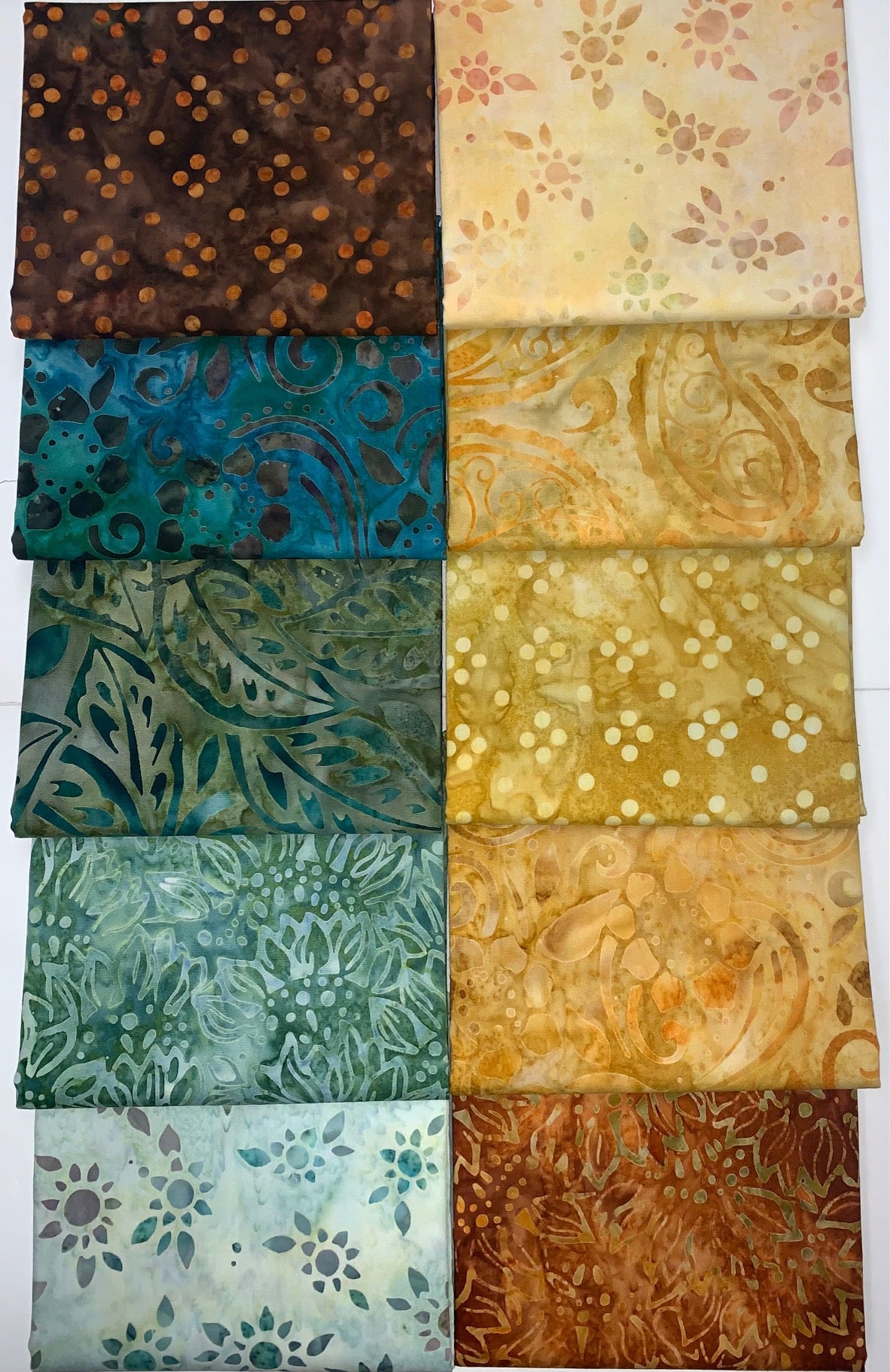Robert Kaufman Artisan Batik "Sun Forest" Half-yard Bundle - 10 Fabrics, 5 Total Yards