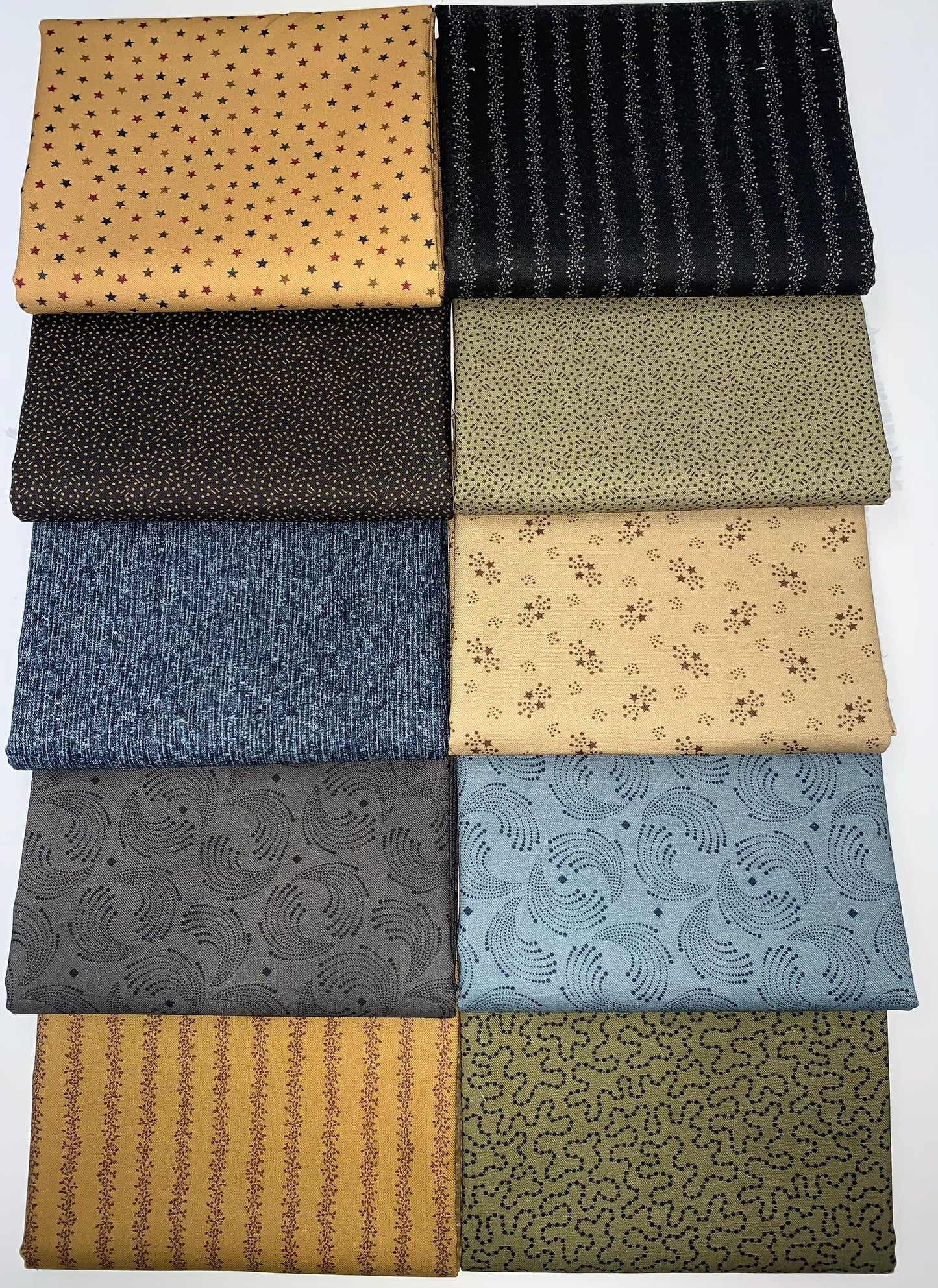 Robert Kaufman "Grandpa's Journal" Half-Yard Bundle - 10 Fabrics, 5 Total Yards