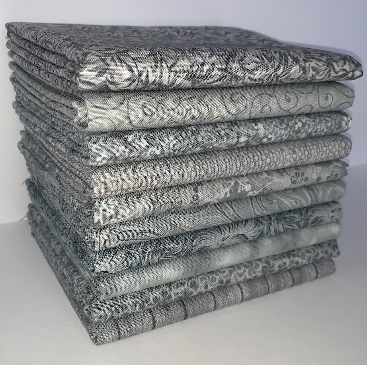 Basic Colors - Silver/Grey Half-yard Bundle - 10 Fabrics,5 Total Yards