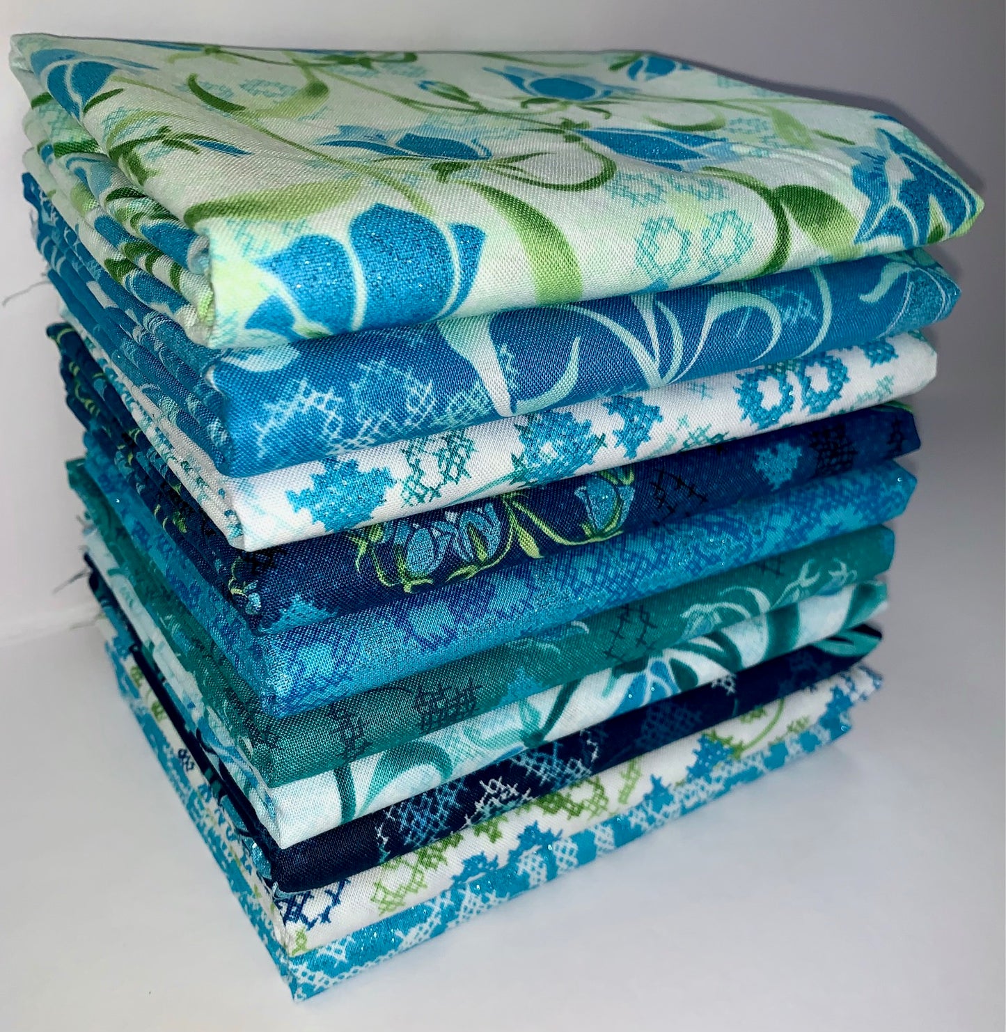 RJR "Blue Belle" Shimmer Half-yard Bundle - 10 Fabrics, 5 Total Yards