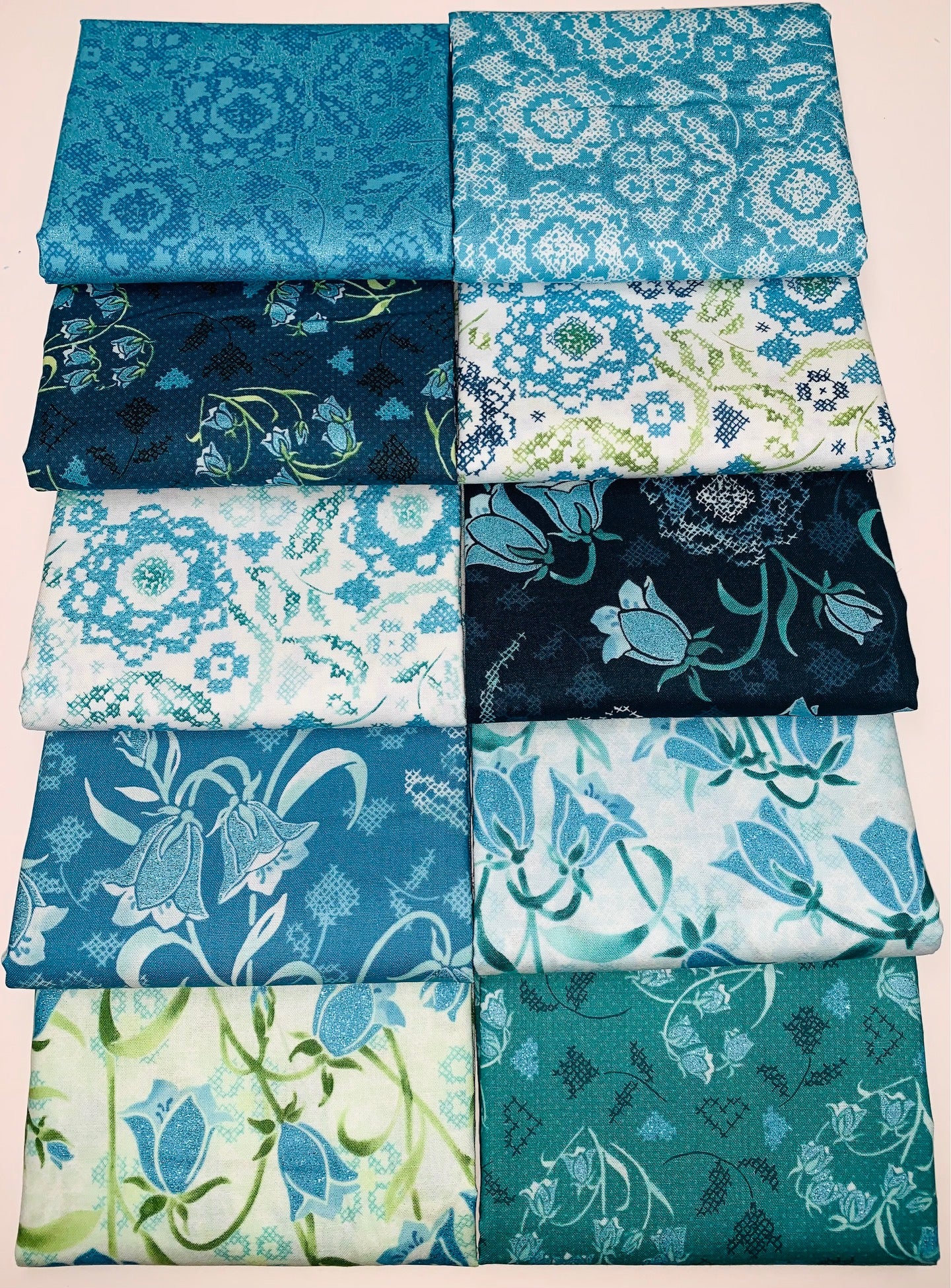 RJR "Blue Belle" Shimmer Half-yard Bundle - 10 Fabrics, 5 Total Yards