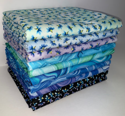 Benartex "Butterfly Bliss" (Buds & Sea Glass) Half-Yard Bundle - 10 Fabrics, 5 Total Yards