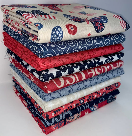 P&B "Patchwork Americana" Half-yard Bundle - 10 Fabrics, 5 Total Yards