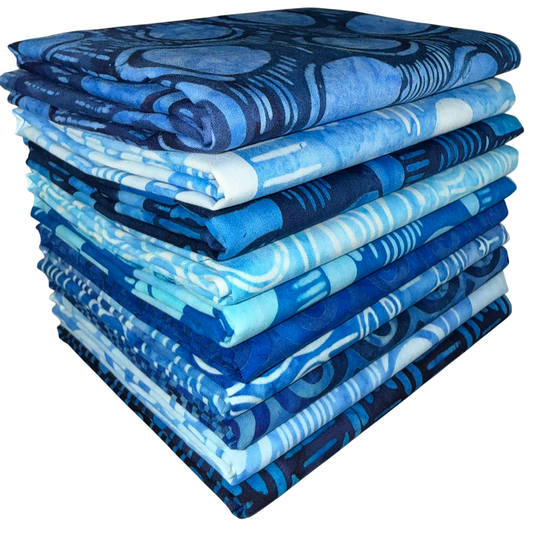 Robert Kaufman Artisan Batik "Bubble Blues" Half-yard Bundle - 10 Fabrics, 5 Total Yards