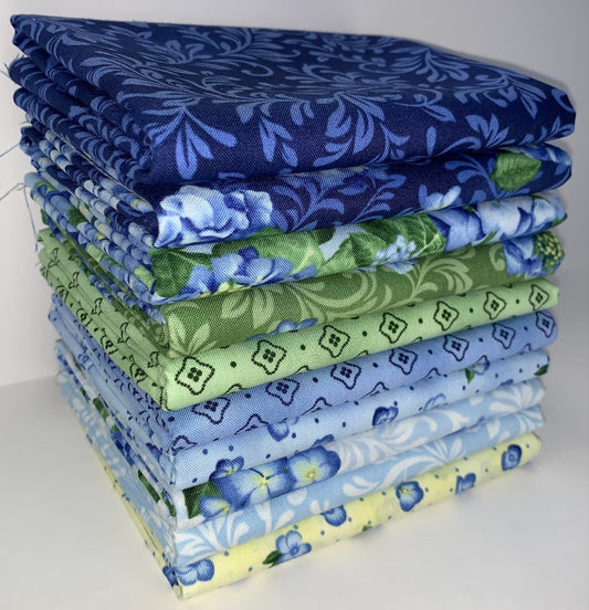 Robert Kaufman Flowerhouse: "Sara" (Hydrangea) Half-Yard Bundle - 10 Fabrics, 5 Total Yards