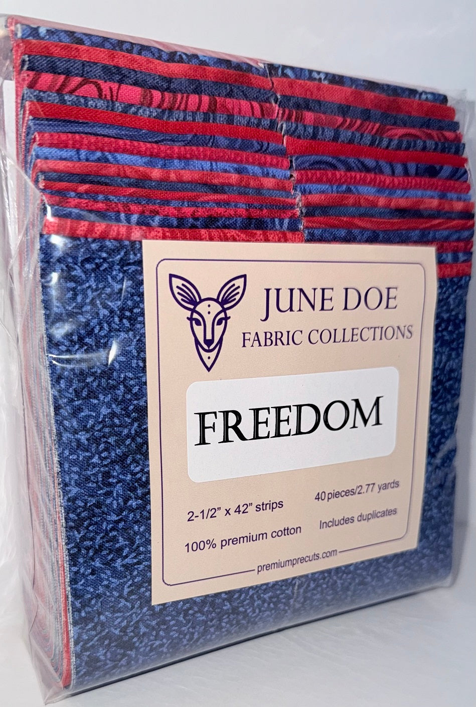 June Doe Fabric Collections - Freedom (Red/Navy) - 40-Strip Pack