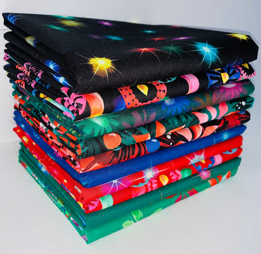 Robert Kaufman "Afterglow" (Christmas) Bright Selections Half-Yard Bundle - 10 Fabrics, 5 Total Yards