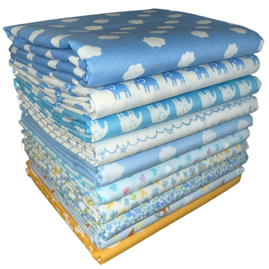 Robert Kaufman "Handworks Home" Blue Half-Yard Bundle - 10 Fabrics, 5 Total Yards