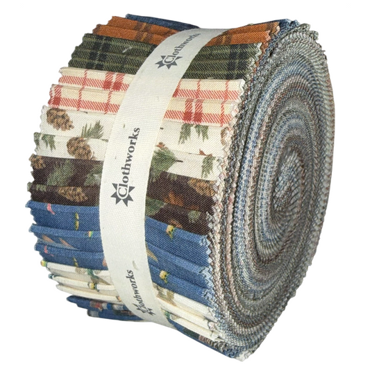 Clothworks - Lake & Lodge - 40 Strip Jelly Roll