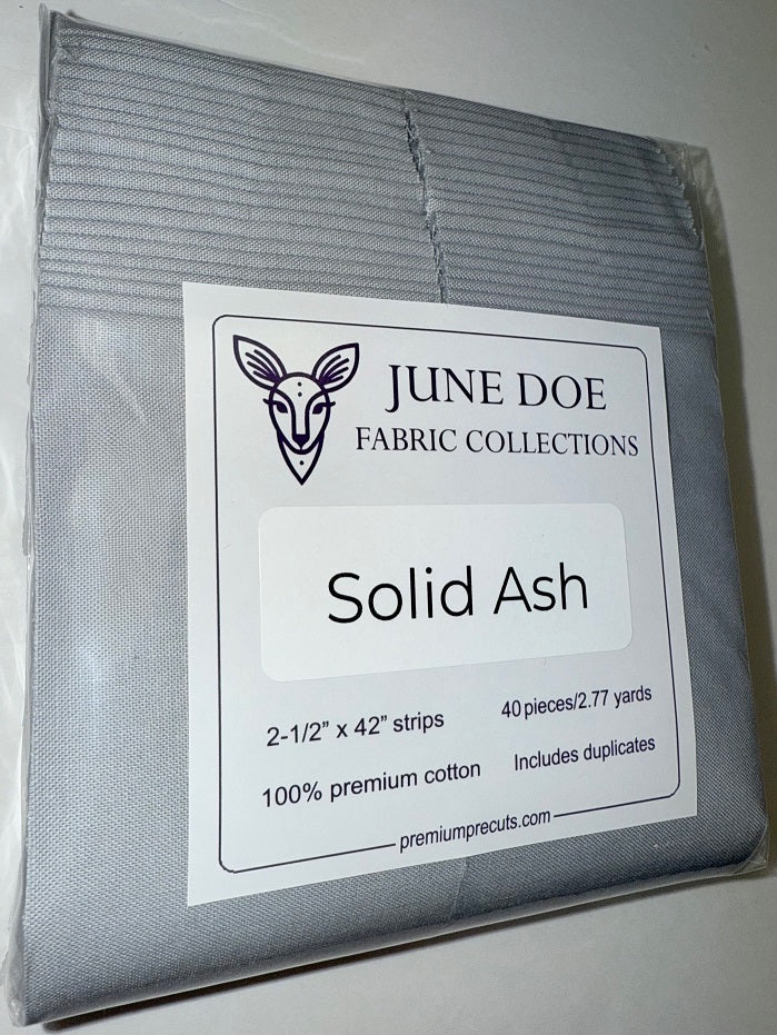 June Doe Fabric Collections - Supreme Cotton Solid Ash - 40-Strip Pack
