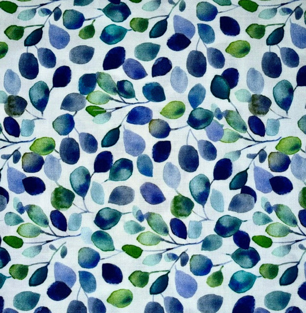 Clothworks "Blue Meadow" (Green/Blue) Half-yard Bundle - 10 Fabrics, 5 Total Yards