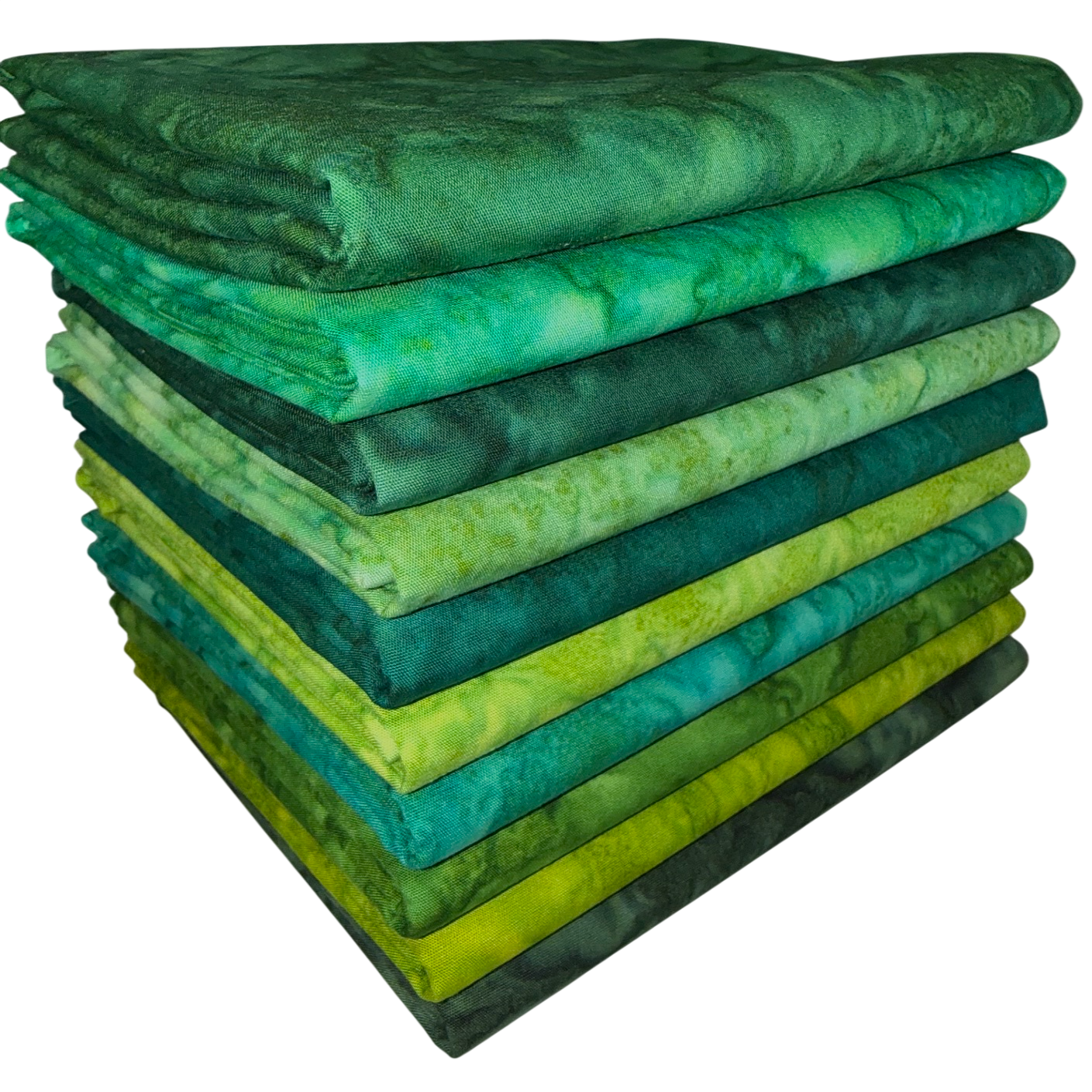 Riley Blake Expressions Batiks "Hand Dyes Green" Half-yard Bundle - 10 Fabrics, 5 Total Yards