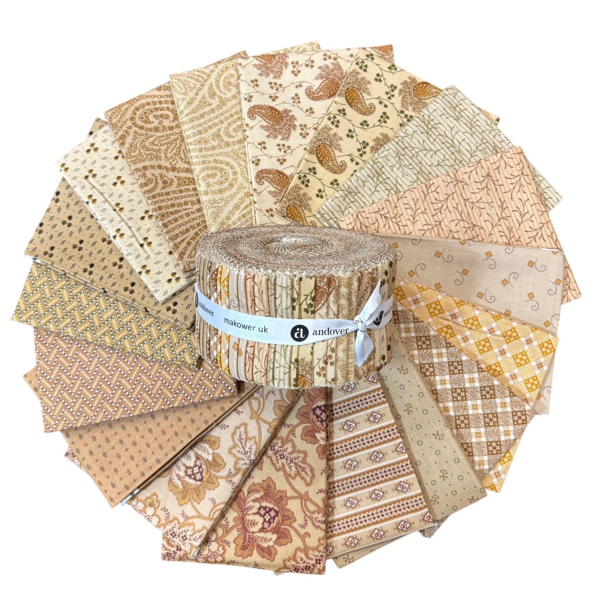 Andover/Makower UK - Toasted By Jo Morton Double Scoops - 40 2.5" Strips