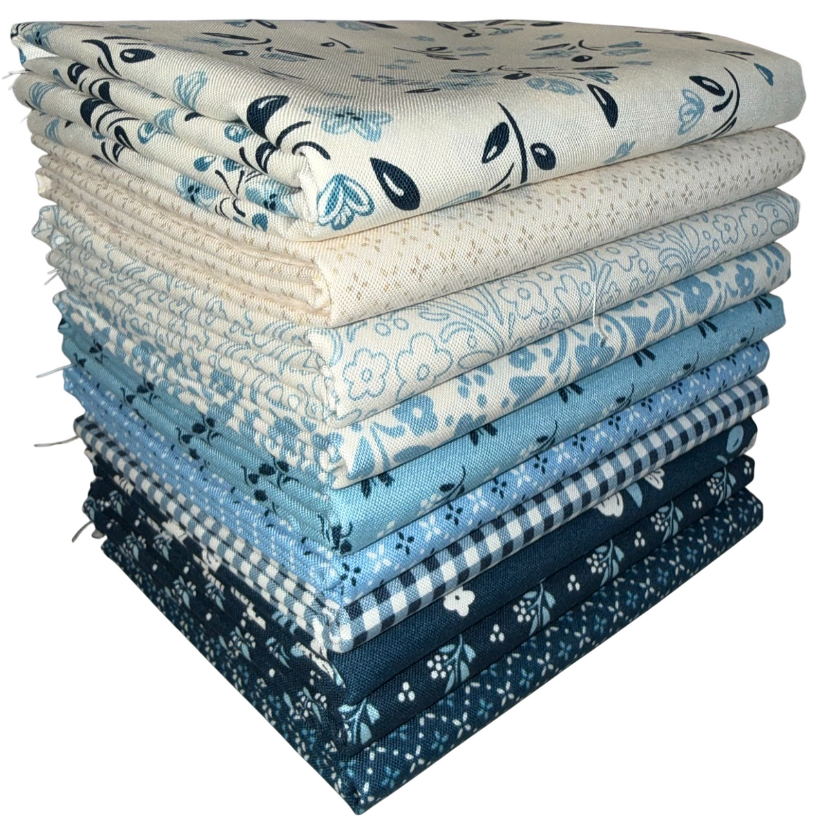 Andover "Cozy House" (Blues) Half-yard Bundle - 10 Fabrics, 5 Total Yards