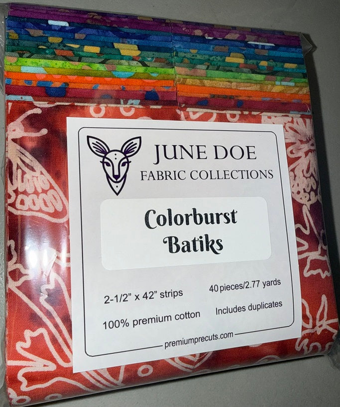 June Doe Fabric Collections - Colorburst Batiks - 40-Strip Pack