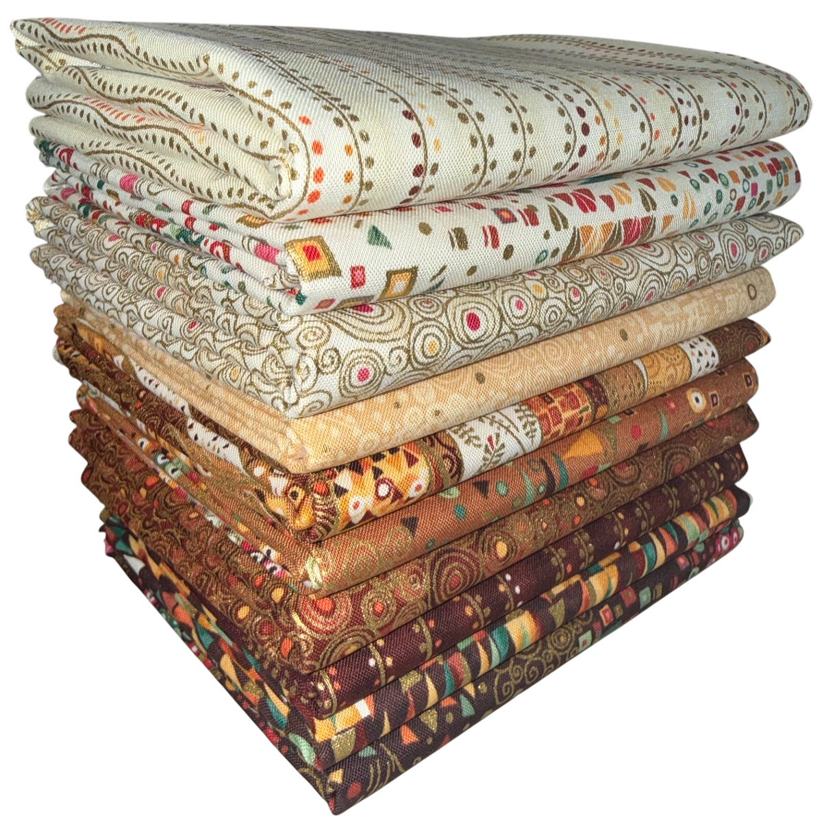 Andover "Golden" (Brown/Tan - Metallic Accents) Half-yard Bundle - 10 Fabrics, 5 Total Yards