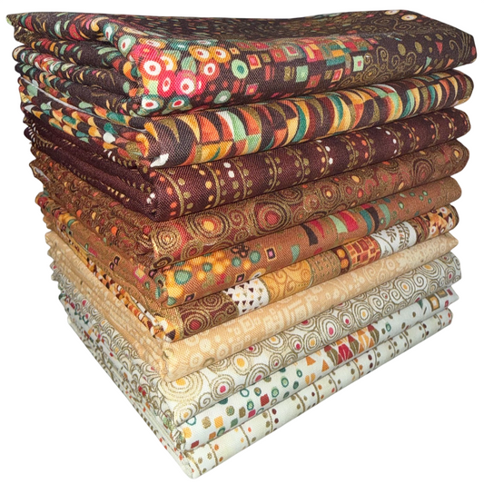 Andover "Golden" (Brown/Tan - Metallic Accents) Half-yard Bundle - 10 Fabrics, 5 Total Yards