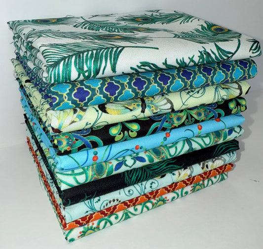 Benartex "Peacock Symphony" Half-Yard Bundle - 10 Fabrics, 5 Total Yards